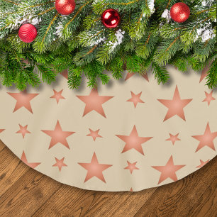 Starry pattern in gradient terracotta orange  brushed polyester tree skirt