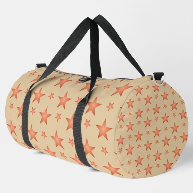 Starry pattern in gradient terracotta orange  duffle bag (Left Corner)