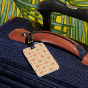 Starry pattern in gradient terracotta orange  luggage tag