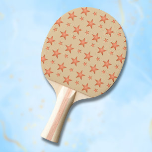 Starry pattern in gradient terracotta orange ping pong paddle