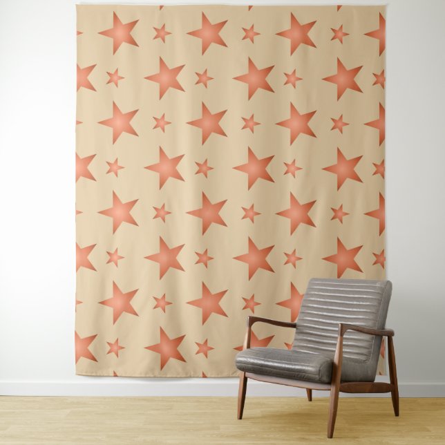 Starry pattern in gradient terracotta orange  tapestry (In Situ)