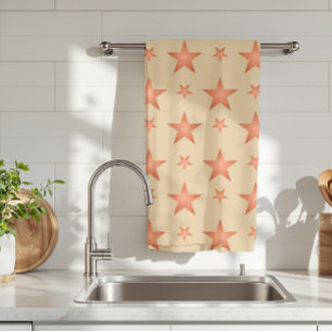 Starry pattern in gradient terracotta orange  tea towel