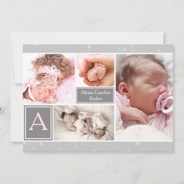 Starry Photo Collage Birth Announcement/Holiday Holiday Card (Front)