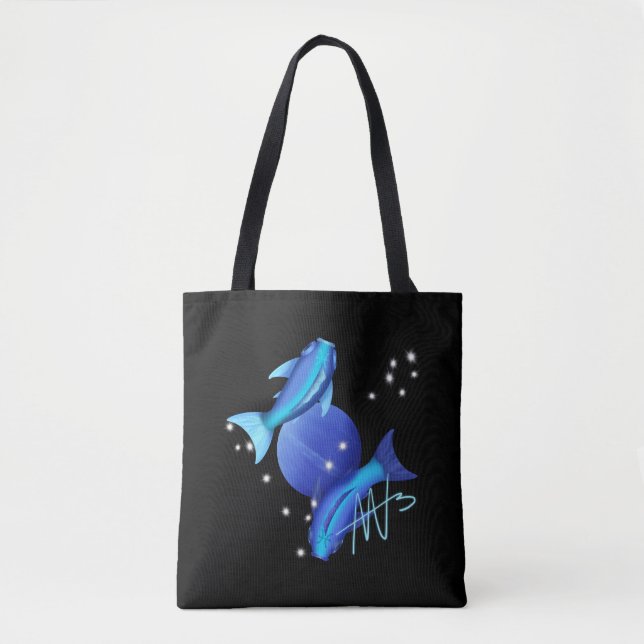 Starry Pisces Neptune Zodiac Tote Bag (Front)
