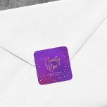 Starry Purple Watercolor 21st Birthday Square Sticker<br><div class="desc">This elegant square 21st birthday party sticker features a border of stars and the word "Twenty One" in faux gold against a purple watercolor background. Check out the matching invitation and other items here https://www.zazzle.com/collections/elegant_starry_purple_watercolor_celebrations-119469232199993091?rf=238364477188679314 Personalise it with your details by replacing the placeholder text. For more options click the "Customise...</div>