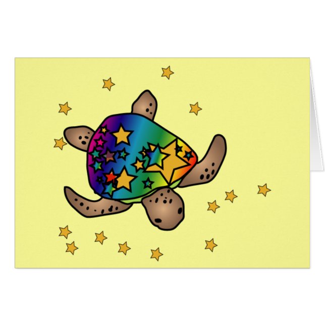 Starry Rainbow Turtle Card (Front Horizontal)