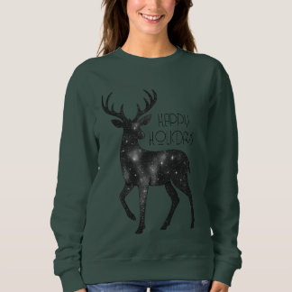 Starry Reindeer Silhouette Happy Holidays Sweatshirt