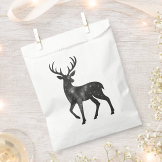 Starry Reindeer Silhouette on Black Favour Bags