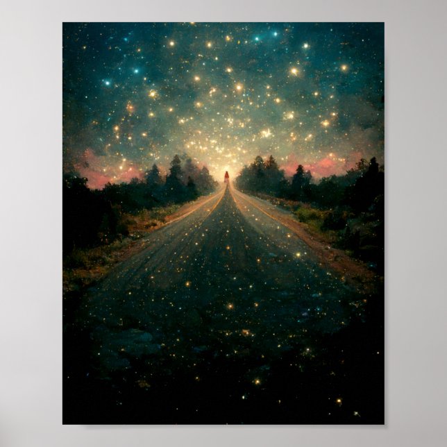 Starry Road Fantasy Landscape Sci-Fi Poster (Front)