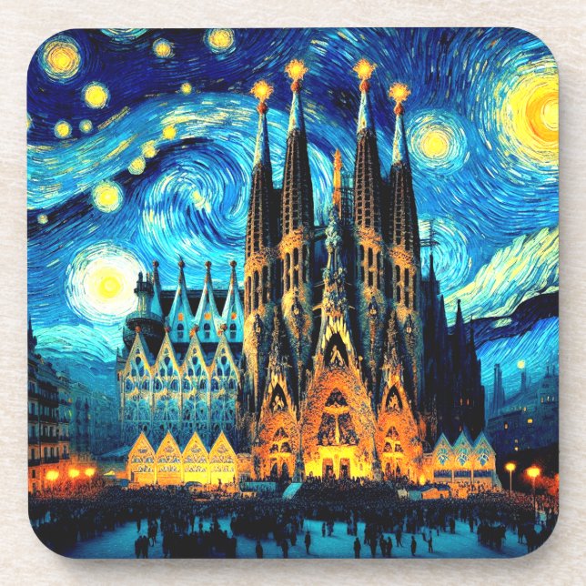 Starry Sagrada Familia Barcelona Coaster (Front)