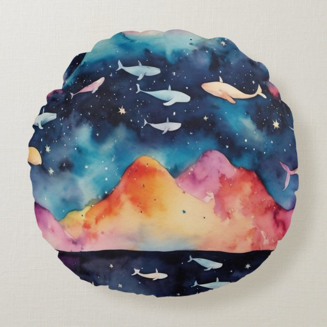 Starry Seascape Round Cushion (Front)