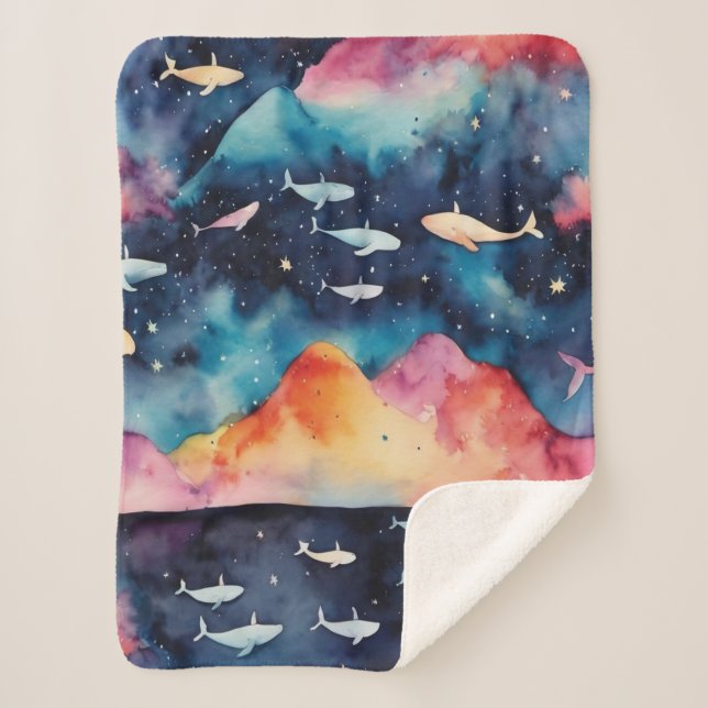 Starry Seascape Sherpa Blanket (Front)