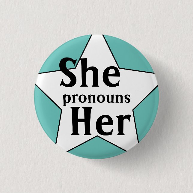 Starry She Her Pronouns 3 Cm Round Badge (Front)