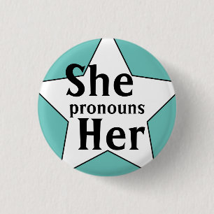 Starry She Her Pronouns 3 Cm Round Badge