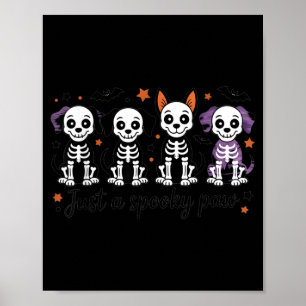 Starry Skeleton Dogs Shirt Cute Halloween Dog Art Poster