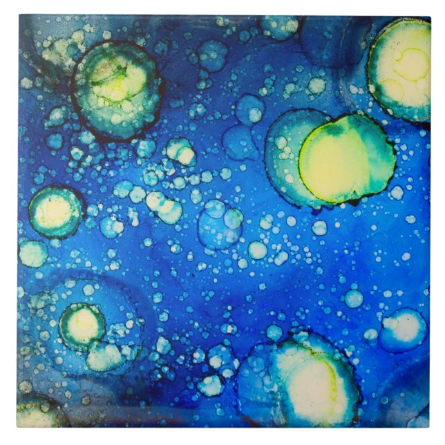 Starry Sky Alcohol Ink Painting Tile (Front)