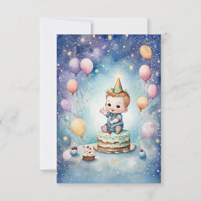 Starry Sky First Birthday Card (Front)