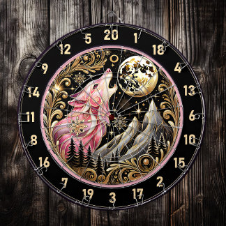 Starry Sky Frames Lone Pink Wolf Dartboard