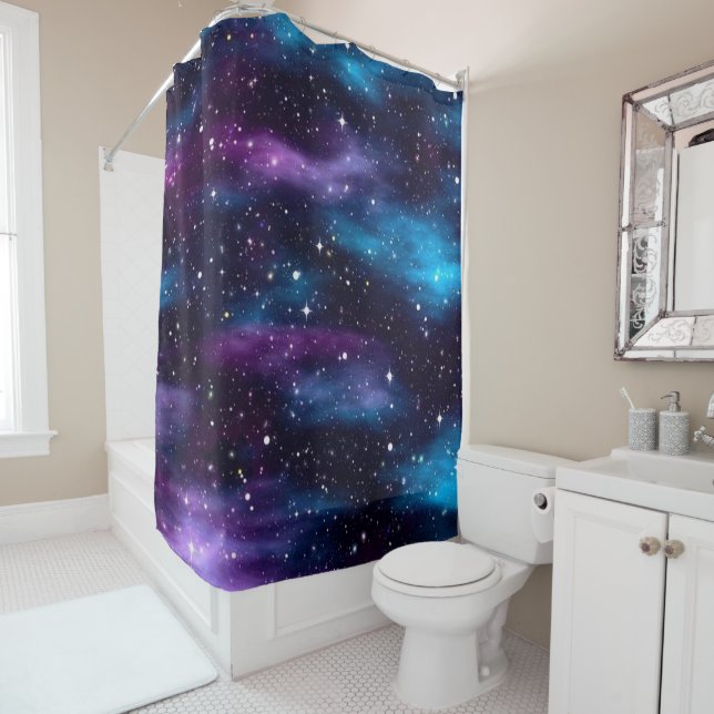 Starry Sky Galaxy Shower Curtain (In Situ)