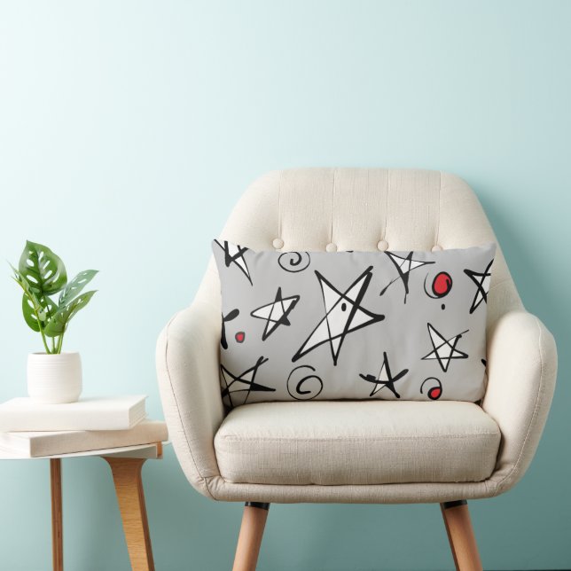 "Starry Sky" Grey Abstract Throw Pillow (Chair)