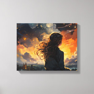 Starry Sky on Fire Canvas Print
