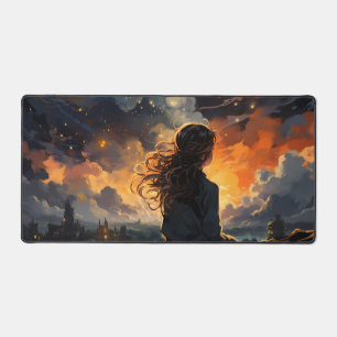 Starry Sky on Fire Desk Mat
