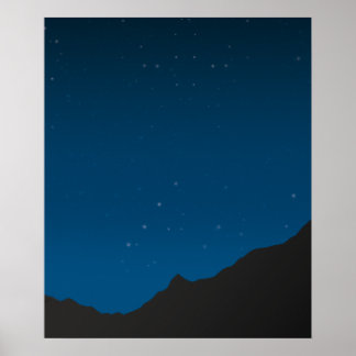 Starry Sky Over Mountains At Night Poster