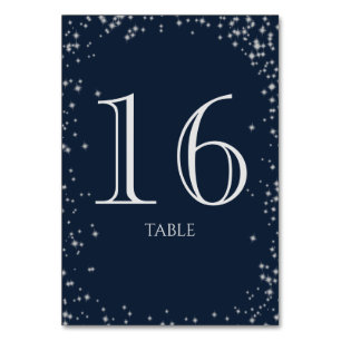 Starry Sky Sparkle Navy Blue Table Number