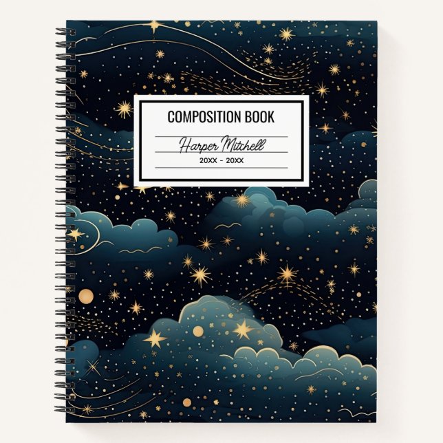 Starry Sky Swirls Composition Notebook (Front)
