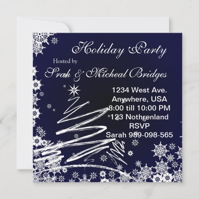 Starry Snowy Night Holiday Party invitation (Front)
