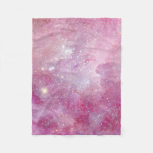 Starry Space Light Pink Watercolor Stars Galaxy Fleece Blanket