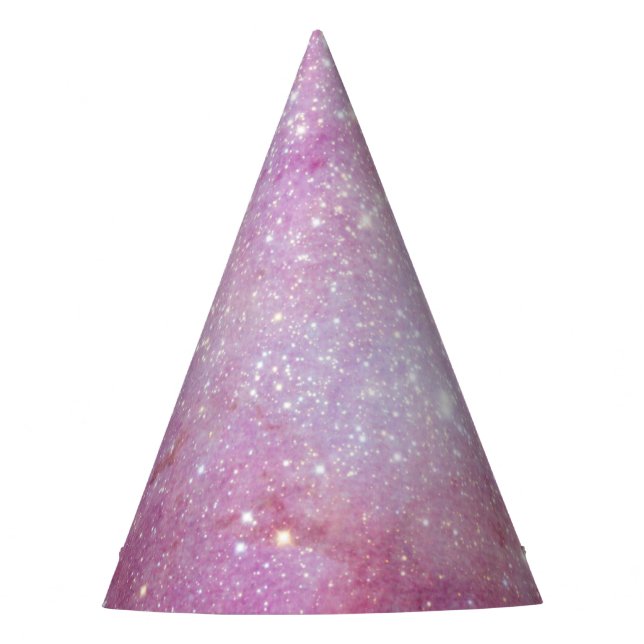 Starry Space Light Pink Watercolor Stars Galaxy Party Hat (Front)