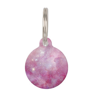 Starry Space Light Pink Watercolor Stars Galaxy Pet Tag