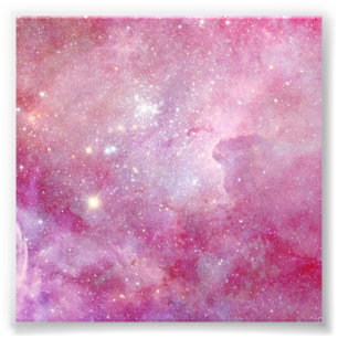 Starry Space Light Pink Watercolor Stars Galaxy Photo Print