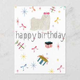 Starry Sparkle Cute Puppy Wishes Announcement Postcard
