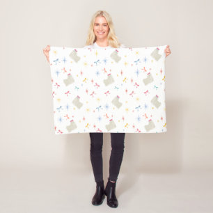 Starry Sparkle Cute Puppy Wishes Fleece Blanket