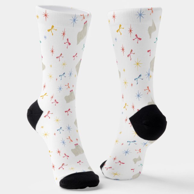 Starry Sparkle Cute Puppy  Wishes Socks (Angled)