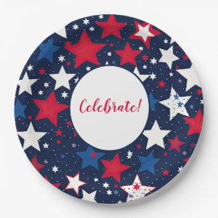 Starry Splendour: 9" Red, White & Blue Paper Plate
