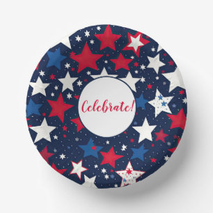 Starry Splendour: Red, White Blue Party Paper Bowl Plate