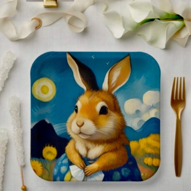 Starry Spring Bunny  Paper Plate  (Creator Uploaded)