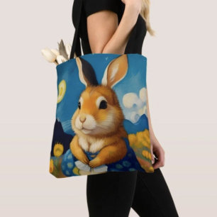 Starry Spring Bunny  Tote Bag