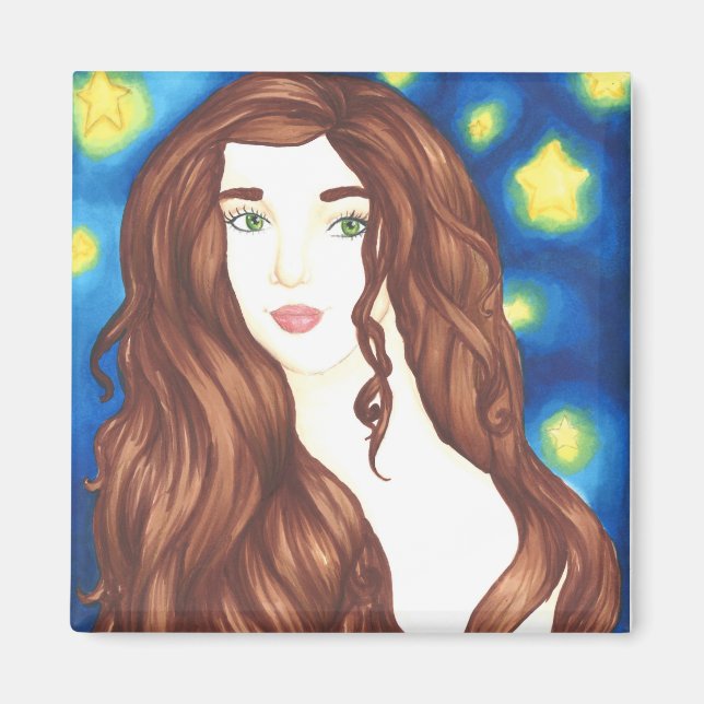 Starry Starry Girl - 2 Inch Square Magnet (Front)