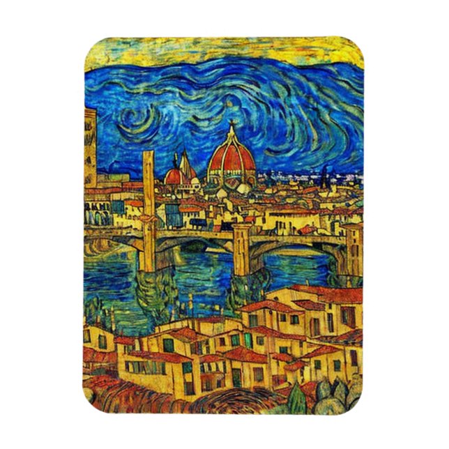 Starry Starry Night Florence Italy Magnet (Vertical)