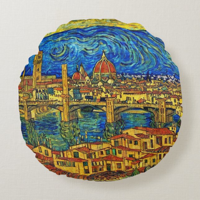 Starry Starry Night Florence Italy Throw Pillow (Front)