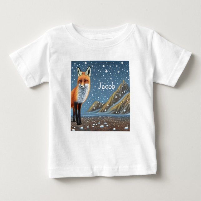 Starry Starry Night Storybook Fox Baby T-Shirt (Front)