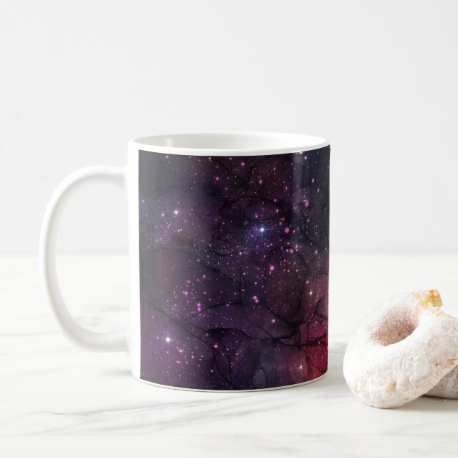 Starry Stars Outer Space Galaxy Planetary Pattern Coffee Mug (With Donut)