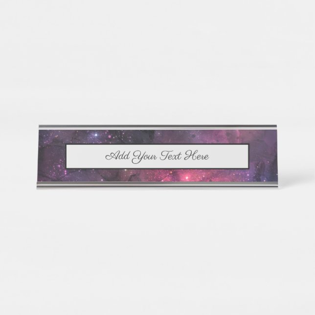 Starry Stars Outer Space Galaxy Planetary Pattern Desk Name Plate (Front)