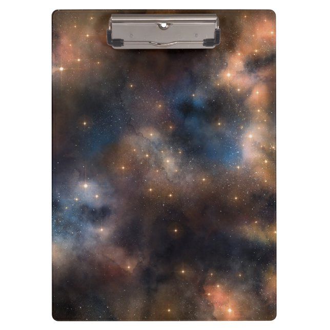 Starry Stars Space Galaxy Blue Black Pattern Clipboard (Front)