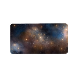 Starry Stars Space Galaxy Blue Black Pattern Label