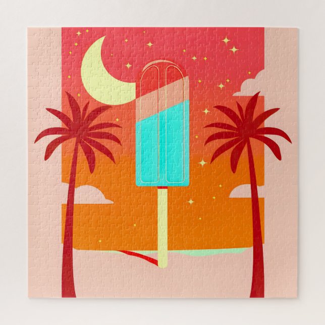 Starry Summer Palm Ice Oasis Jigsaw Puzzle (Vertical)